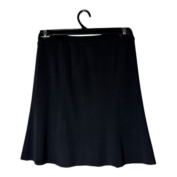 Misook Skirt Women XS Petite Black Knit A Line Flared Knee Length Career Preppy - Picture 2 of 7